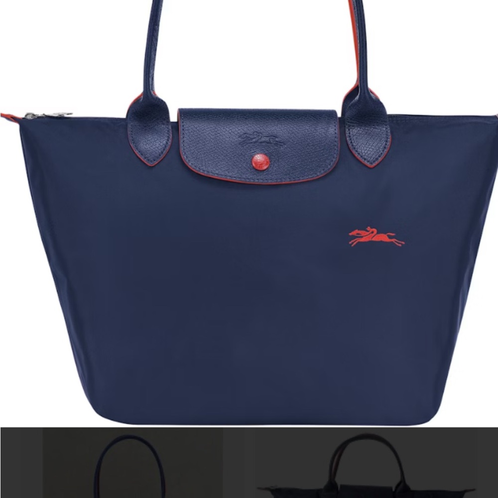 Longchamp Blue and Red Totes with Sleek Design